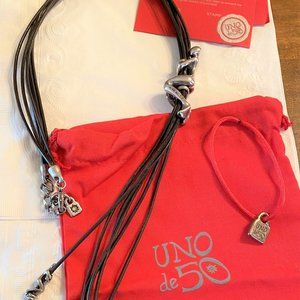 Uno de 50 Skalator Silver and Leather Necklace